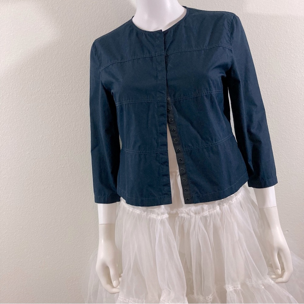 Emporio Armani Vintage Cotton Snap Front Long Sleeve Top